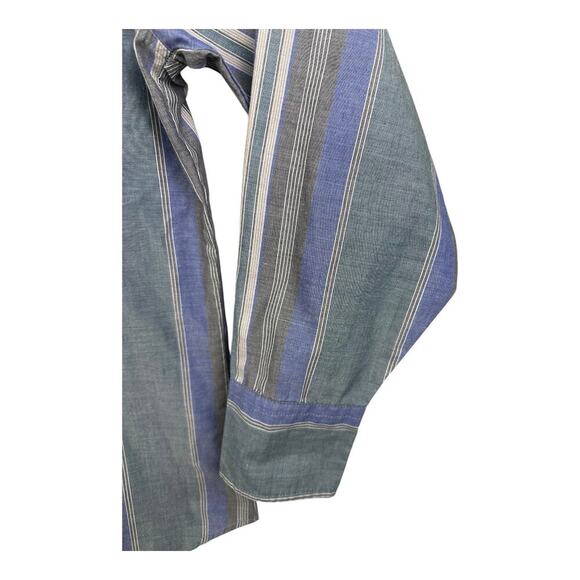 Dickies Men’s Pearl Snap Western Long Sleeve Striped Shirt Large Purple Denim - Picture 9 of 13